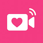 A stylized icon representing a live video chat creator